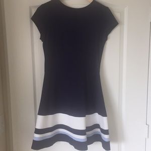 AQUA cap sleeve fit and flare dress